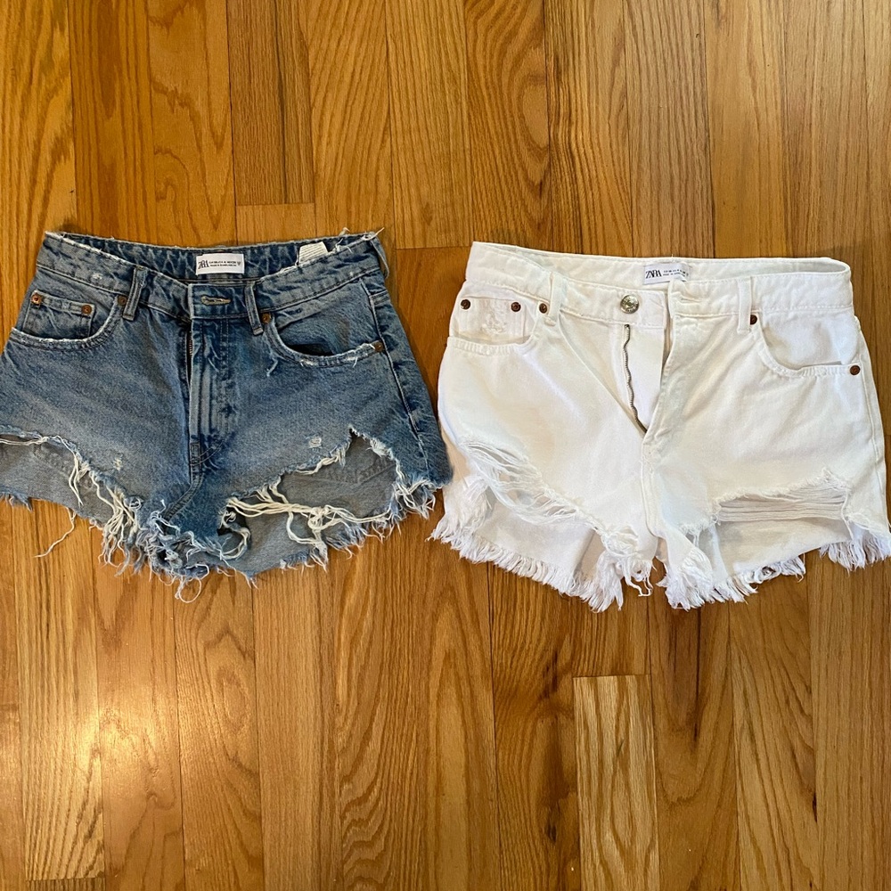 Zara jean shorts - 2 pair - one regular denim and one white denim